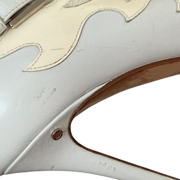 Laurence Dacada Peep Toe Buckle White Leather Ankle Boot $760 sz 37EU, US 6,5-7 - Picture 9 of 12